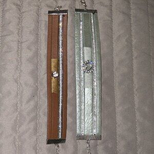 $1 with Bundle ~ Pair of Faux Leather Wide Cuff Bracelets 6206